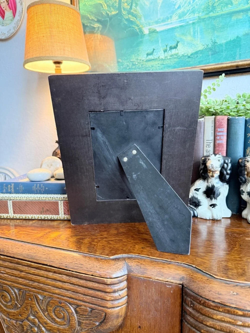 Vintage Gothic Red Quilted Velvet Picture Frame with Black Cat